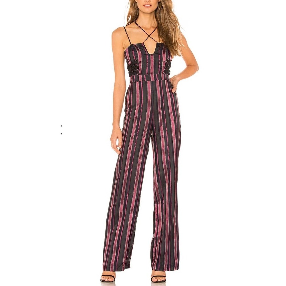 House of Harlow 1960 x REVOLVE Madeline Jumpsuit Small Striped Strappy